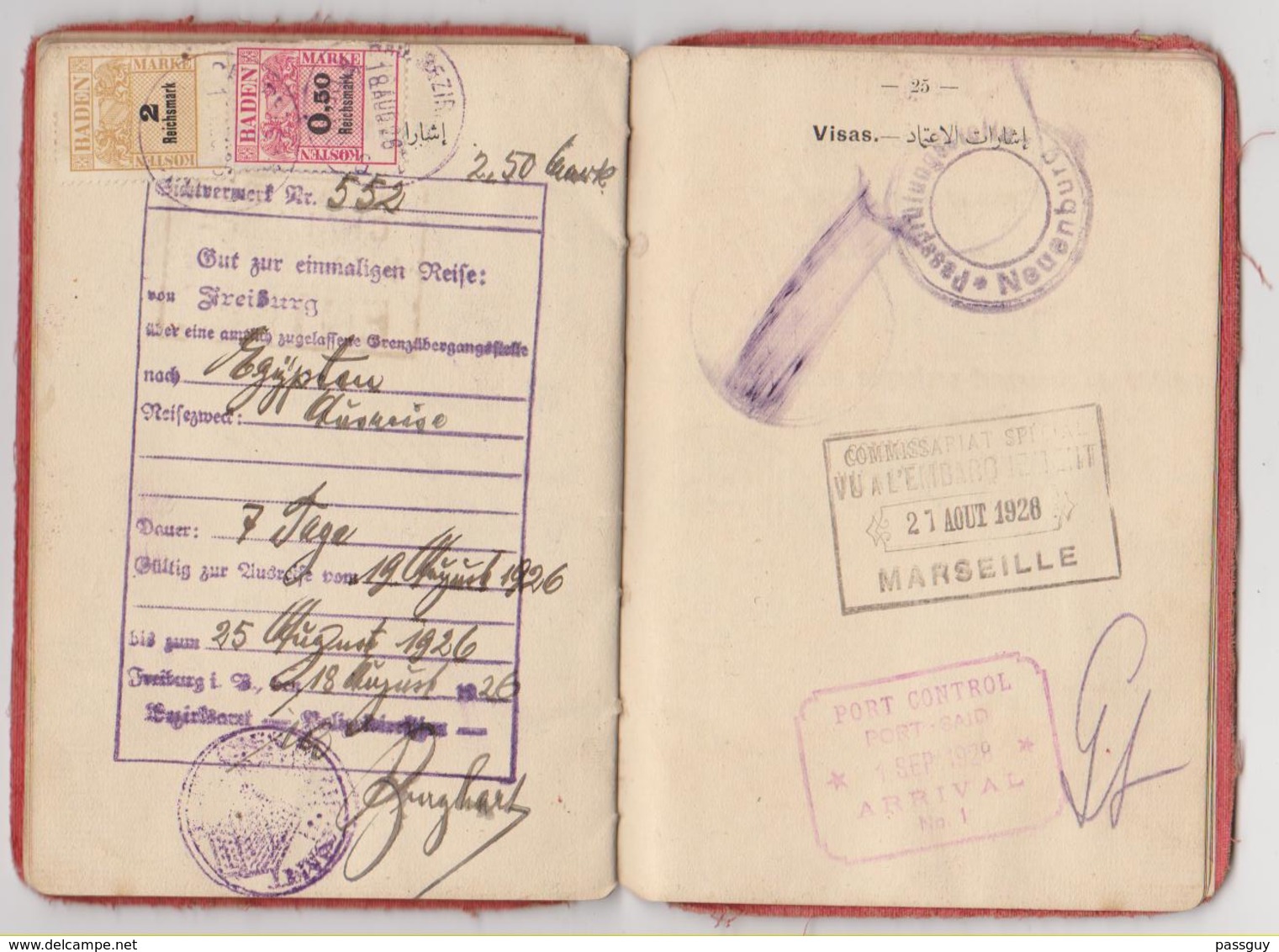 EGYPT Passport 1922 EGYPTE Passeport – Reisepaß – Revenues/Fiscaux