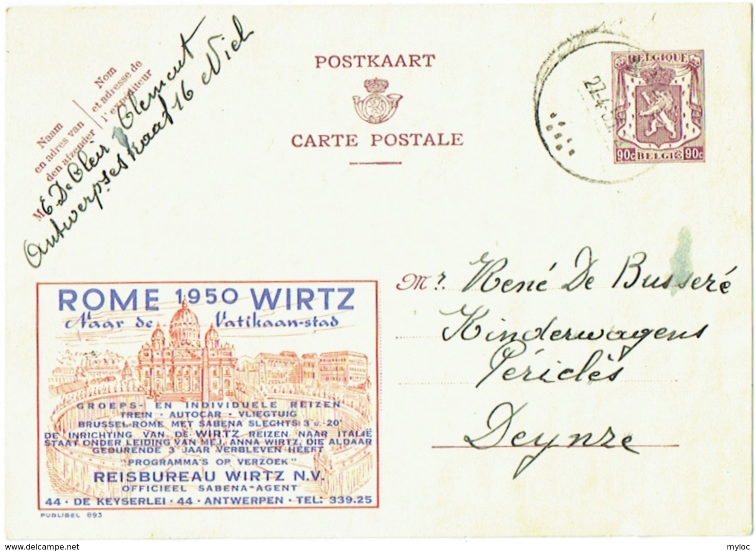 Publibel. Wirtz. Rome 1950. - Werbepostkarten