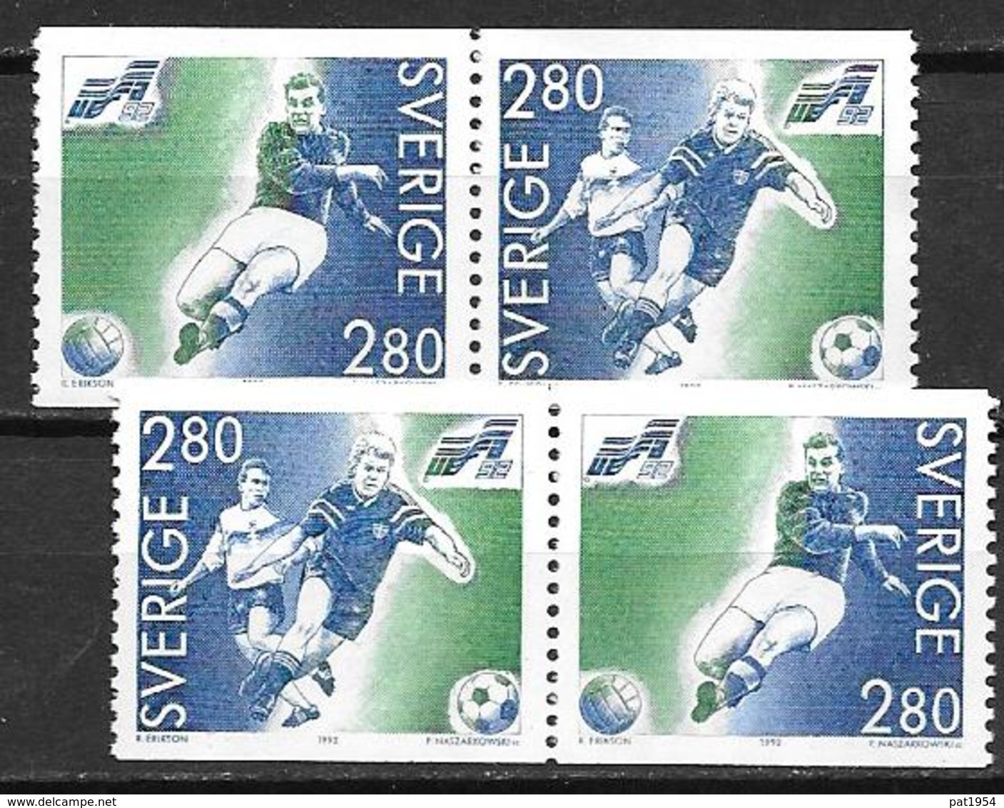 Suède 1992 N°1697/1698 Neufs En Paires Football - Ungebraucht