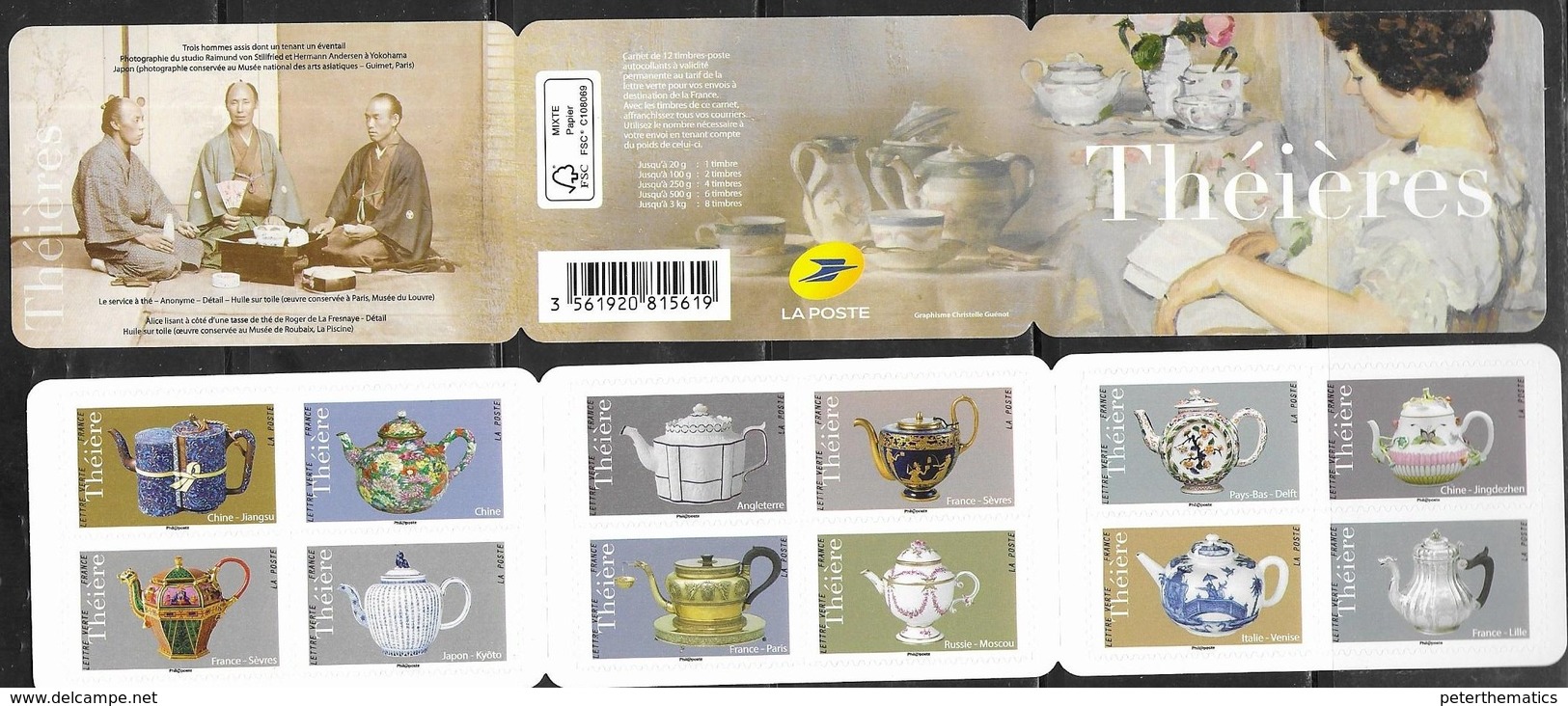 FRANCE, 2018, MNH, TEAPOTS, ART, BIRDS, BUTTERFLIES, BOOKLET - Other & Unclassified