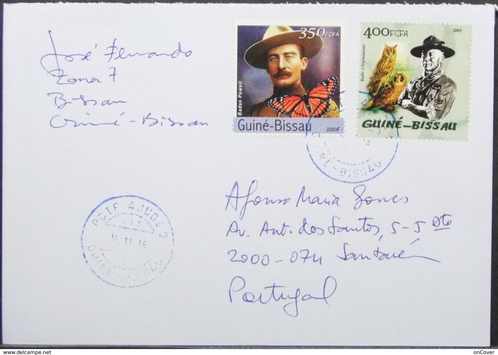 Guine-Bissau - Cover To Portugal Scouting Baden Powell Butterfly Owl - Lettres & Documents