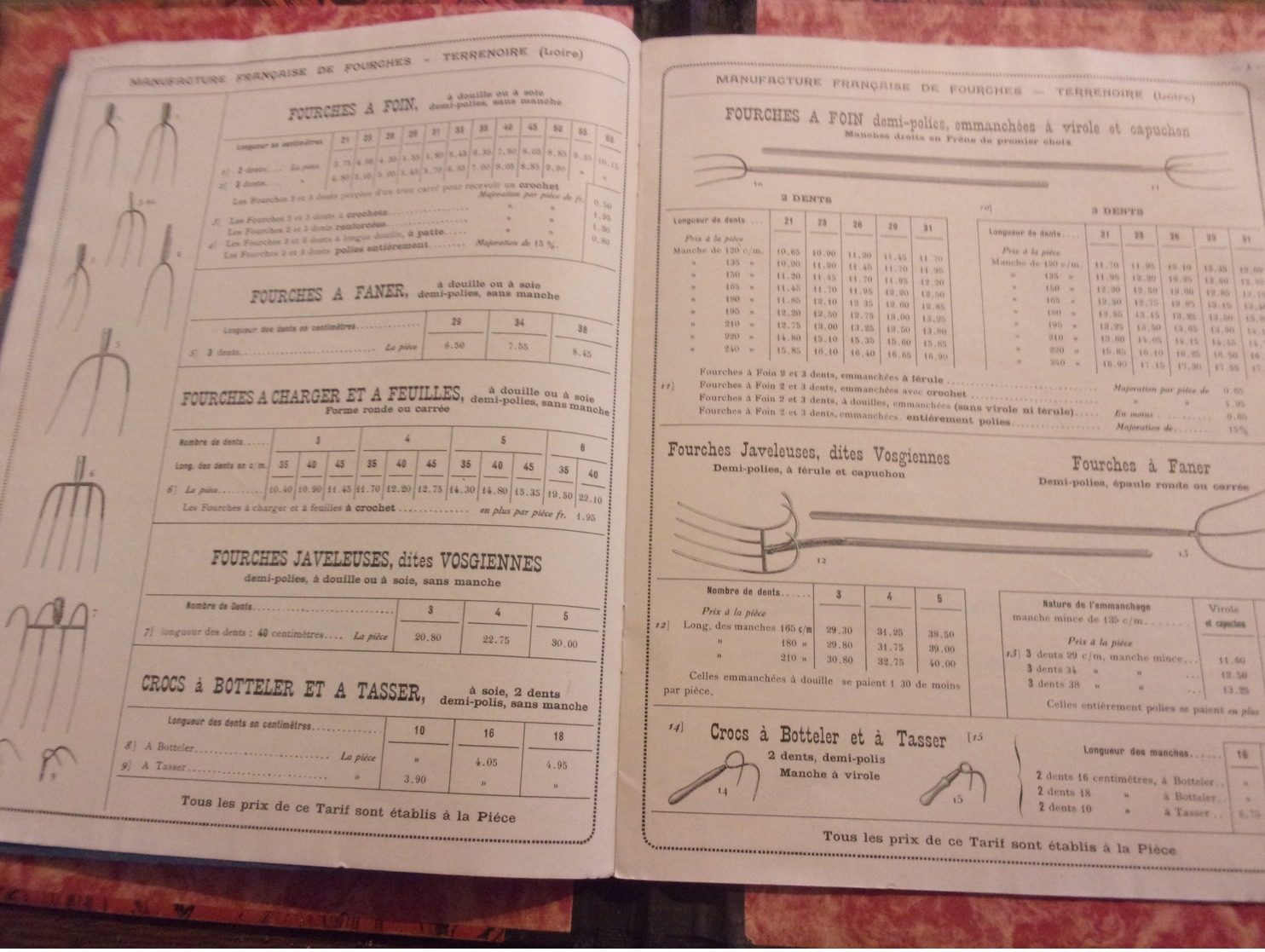 42 LOIRE CATALOGUE MANUFACTURE FRANCAISE DE FOURCHES ET OUTIL AGRICOLE TERRENOIRE 1924 16 PAGES - Agriculture