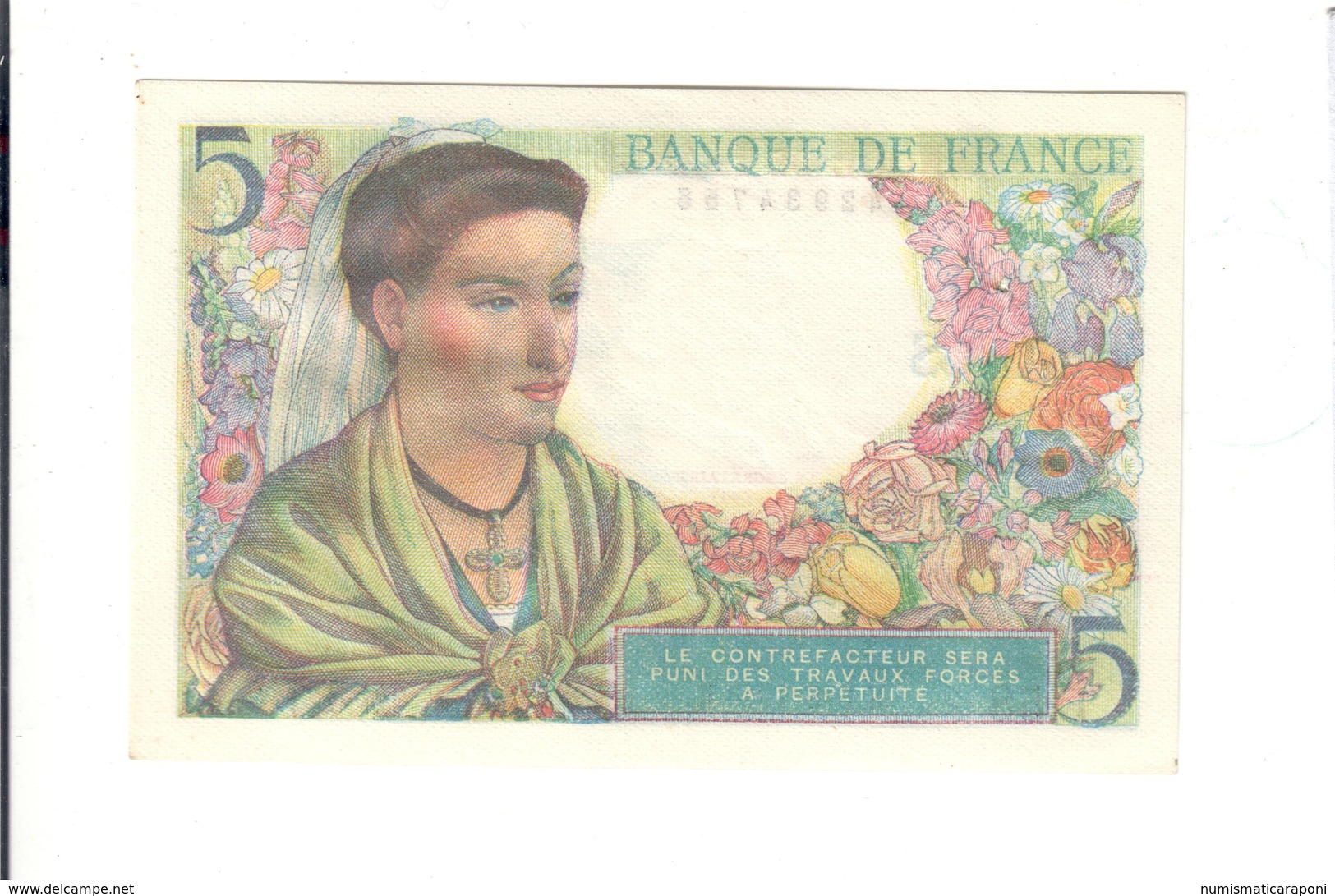 Francia France 5 Francs 1943-1947 ''Berger'' 05 08 1943 Q.FDS 2 Fori Di Spilla Lotto 2698 - 5 F 1943-1947 ''Berger''