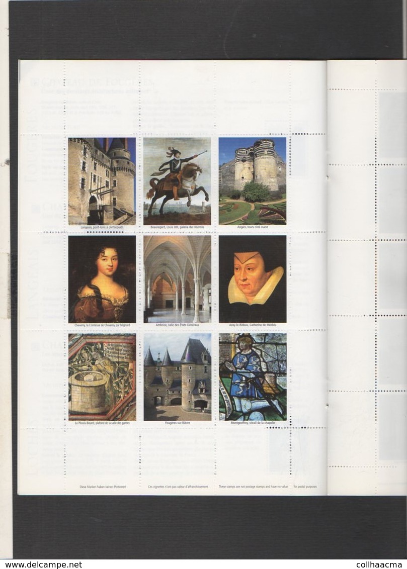 Timbres Du Patrimoine / Plaquette Et Planches De 42 Vignettes Gommées Des Châteaux De La Loire - Turismo (Vignette)