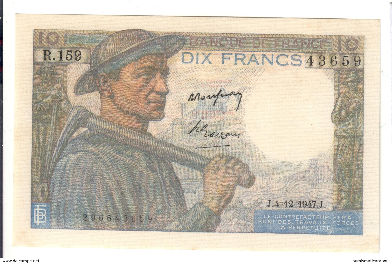 Francia France 10 Francs 1941-1949 ''Mineur'' 1947-12-04 Forellini Sup Lotto 2699 - 10 F 1941-1949 ''Mineur''