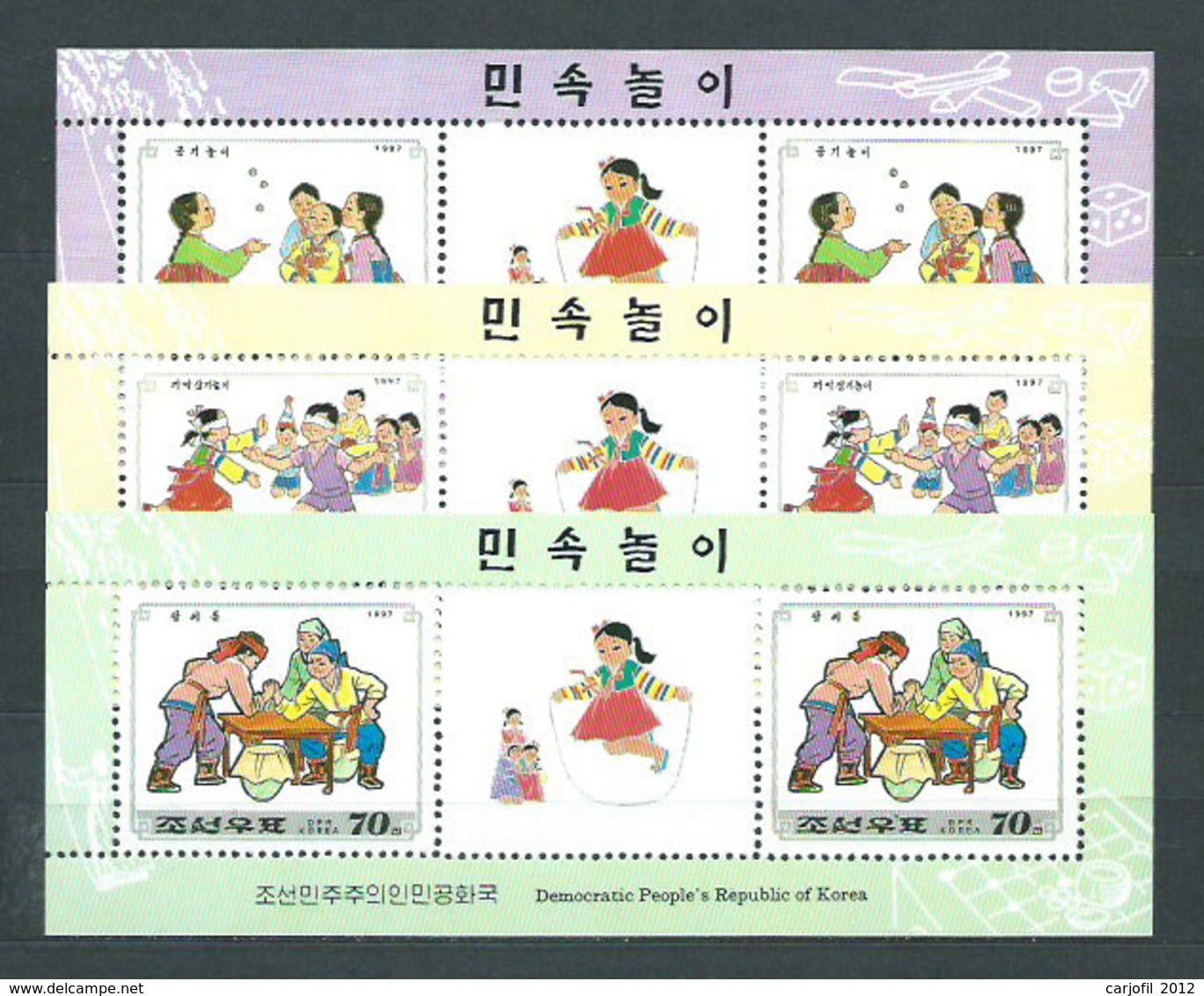 Corea Del Norte - Hojas 1997 Yvert 289/91 ** Mnh  Juegos Infantiles - Korea (Noord)