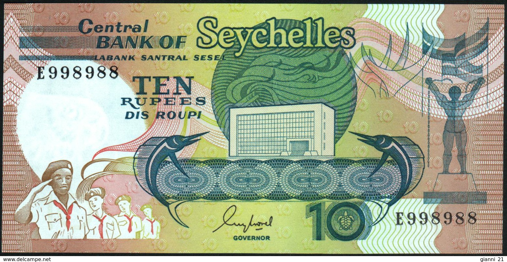 SEYCHELLES - 10 Rupees Nd.(1989) {sign. Guy Morel} UNC P.32 - Seychellen