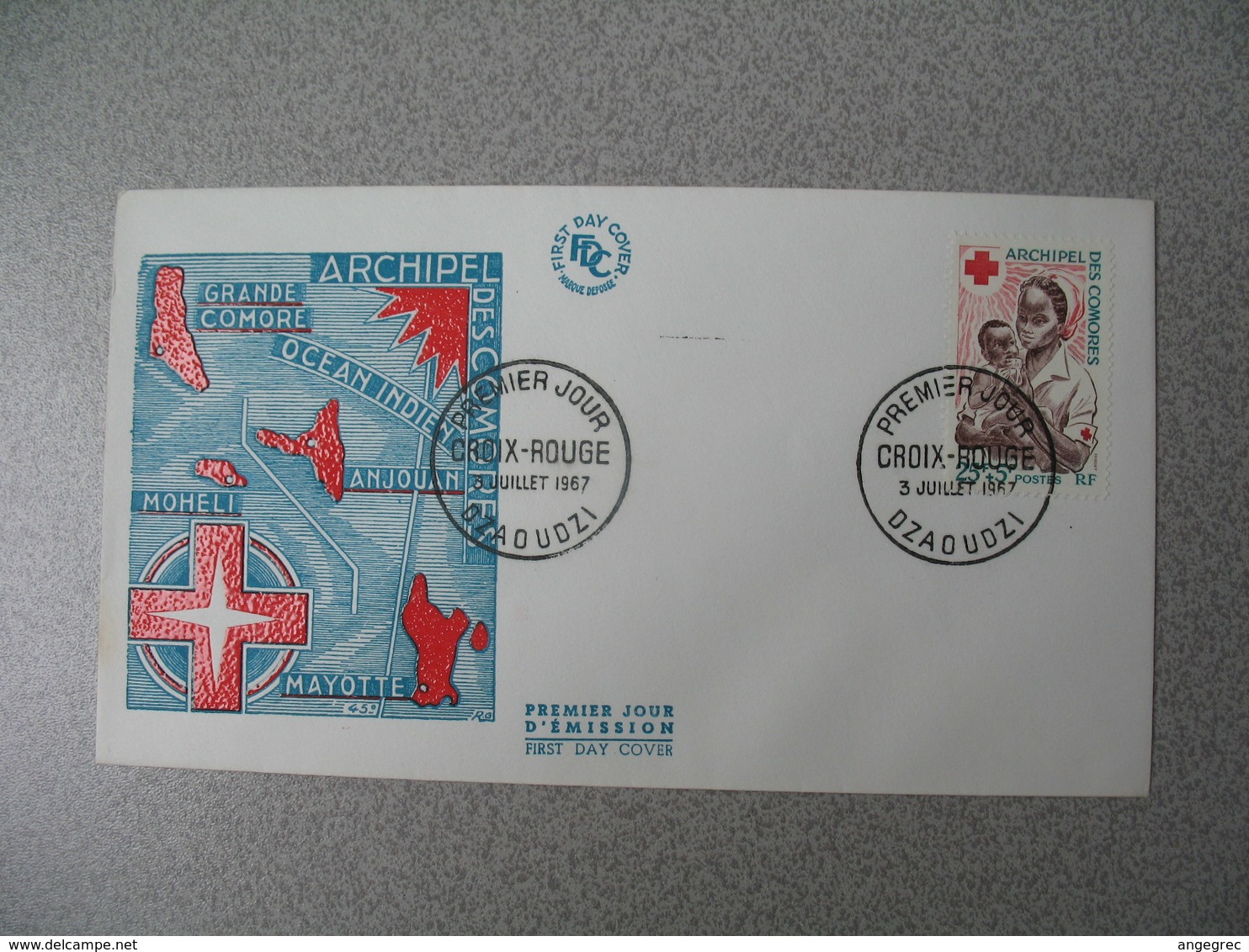 FDC Comores 1967 N° 45  Surtaxe Au Profit De La Croix-Rouge - Covers & Documents