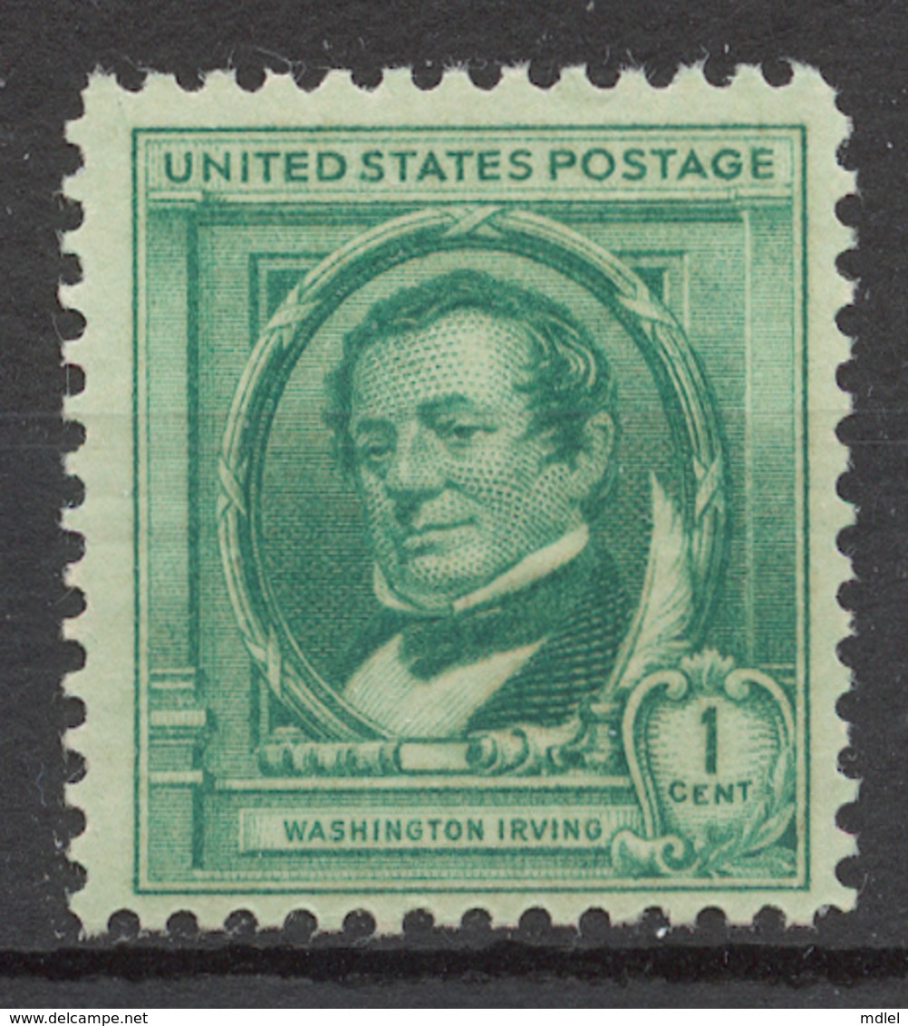 United States 1940 Mi# 455** WASHINGTON IRVING, WRITER - Unused Stamps