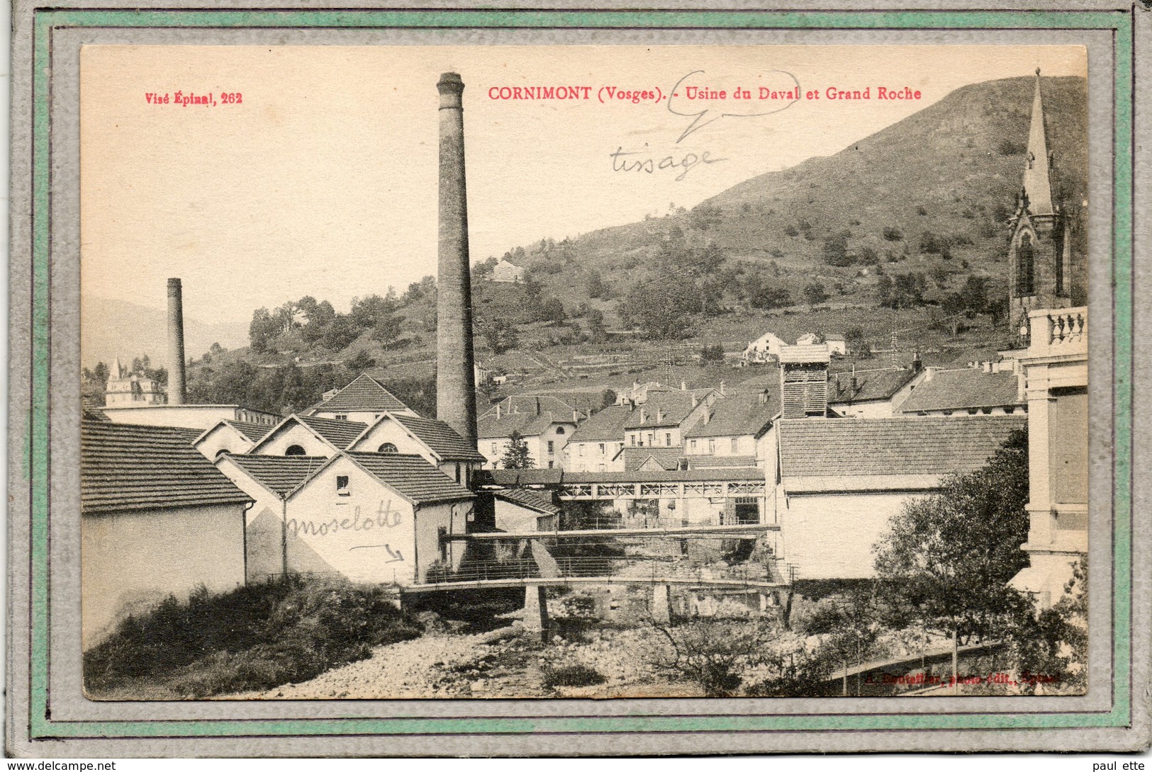 CPA - CORNIMONT (88) - Aspect De L'Usine De Tissage Du Daval Sur Les Bords De La Moselotte En 1918 - Cornimont