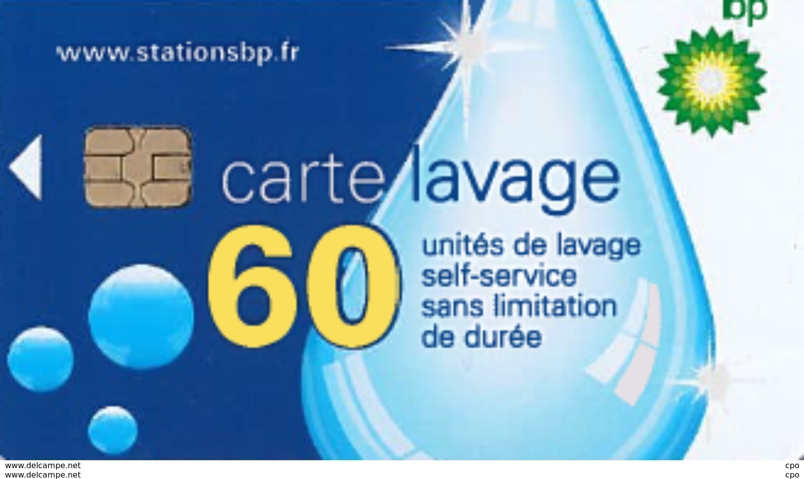 # Carte A Puce Portemonnaie  Lavage BP - Goutte - 60u Puce1? Aspect Mat - Tres Bon Etat - - Lavage Auto
