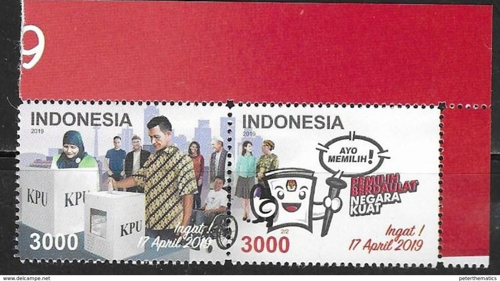 INDONESIA, 2019, MNH, GENERAL ELECTIONS, VOTING,2v - Unclassified
