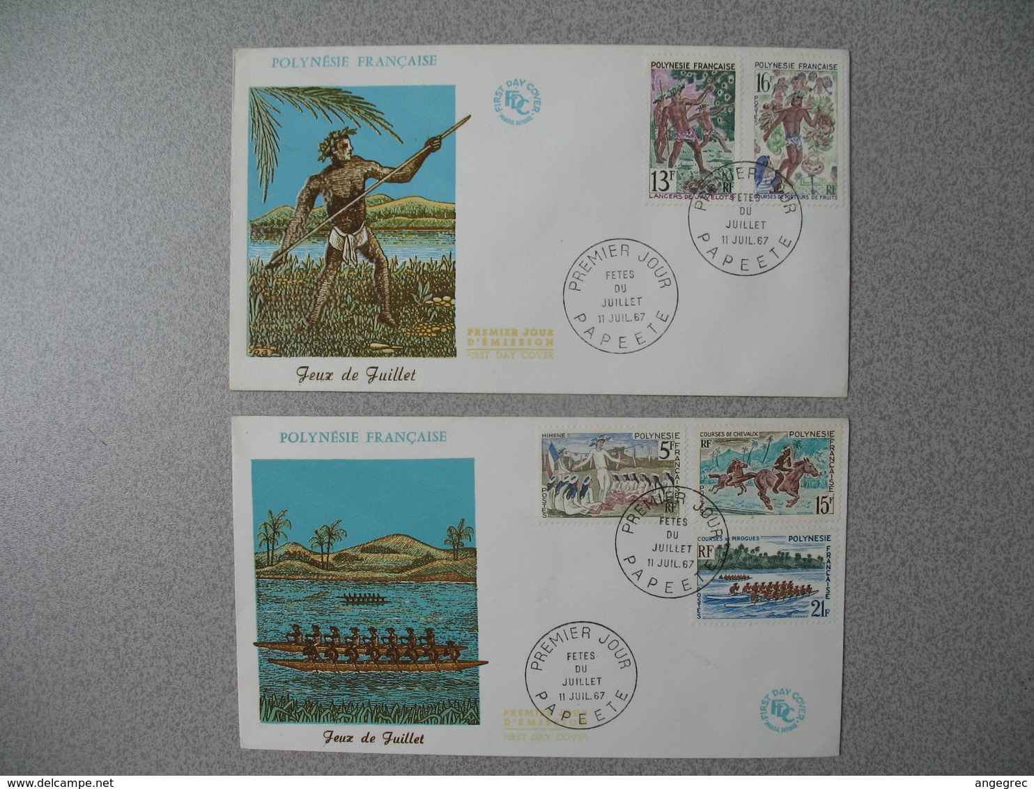 FDC Polynésie Française 1967  N° 47 - 48 - 49 - 50 - 51    -  Fêtes De Juillet - Lettres & Documents