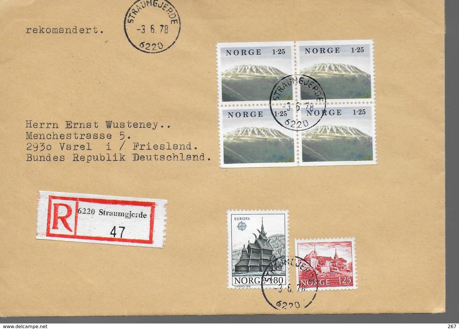 NORVEGE Lettre Recommandée 1978 Volcans - Volcanos