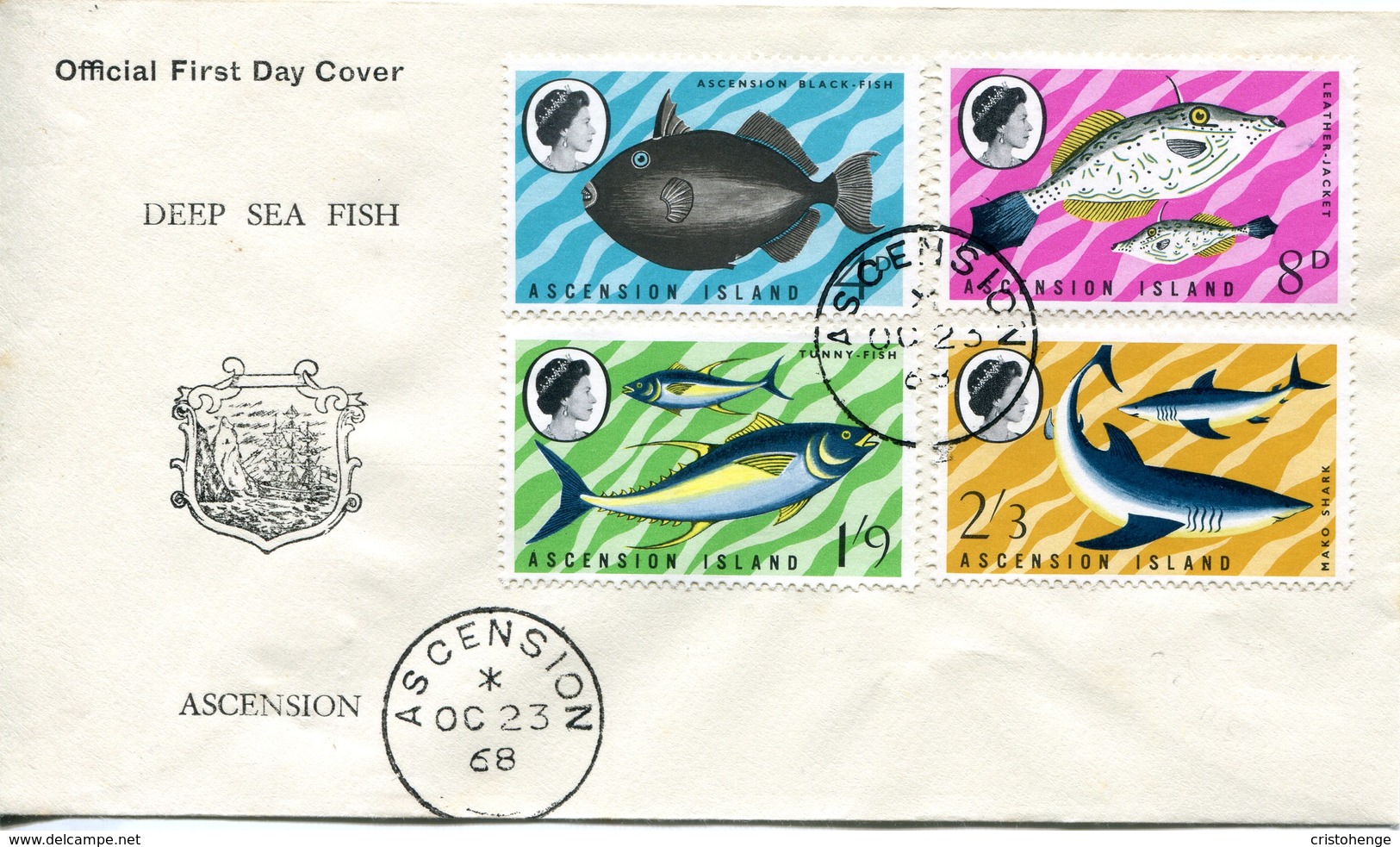 Ascension 1968 Fish - 1st Issue - FDC Cover - Ascension