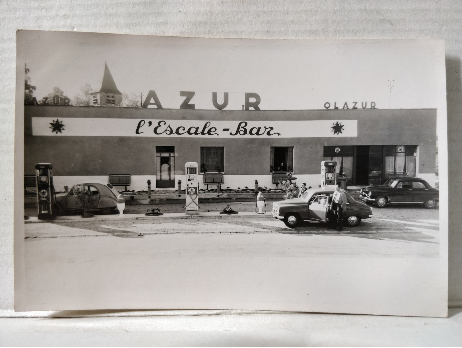 Carte Photo. Sézanne. Sur La Route De Paris. Station-Service. Azur. L'Escale Bar. 1953. Dos Nu - Sezanne