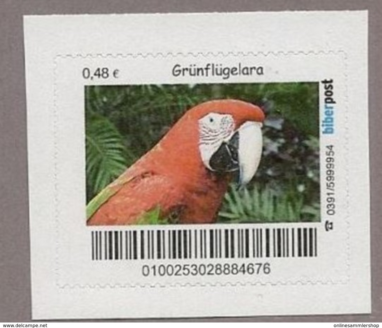 Privatpost -  Biberpost - Grünflügelara, Dunkelroter Ara (Ara Chloroptera) - Parrots