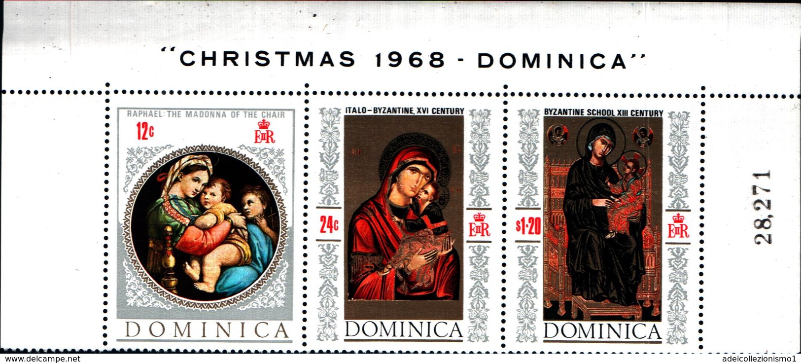 6525B)  DOMINICA-1968 -NATALE-SERIE IN STRISCIA DI 3 -MNH** - Dominica (1978-...)