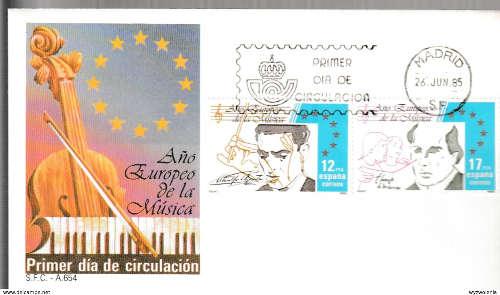 N 349) Spanien 1985 Mi# 2685-86 FDC Madrid: Ataulfo Argenta; Tomas L De Victoria (Europa Jahr Der Musik) - Music