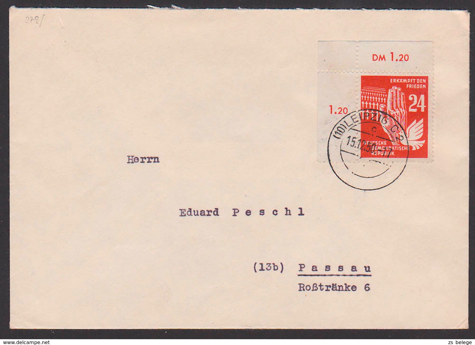 Frieden Peace DDR FDC 279 Lo. Eckrandstück, Fernbrief Aus Leipzig C2, Hand Vor Soldatenfriedhof, Friedenstaube - Sonstige & Ohne Zuordnung