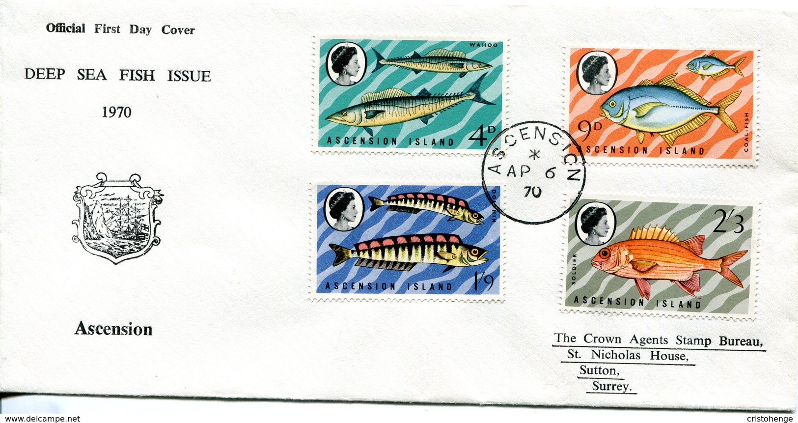 Ascension 1970 Fish - 3rd Issue - FDC Cover - Ascension