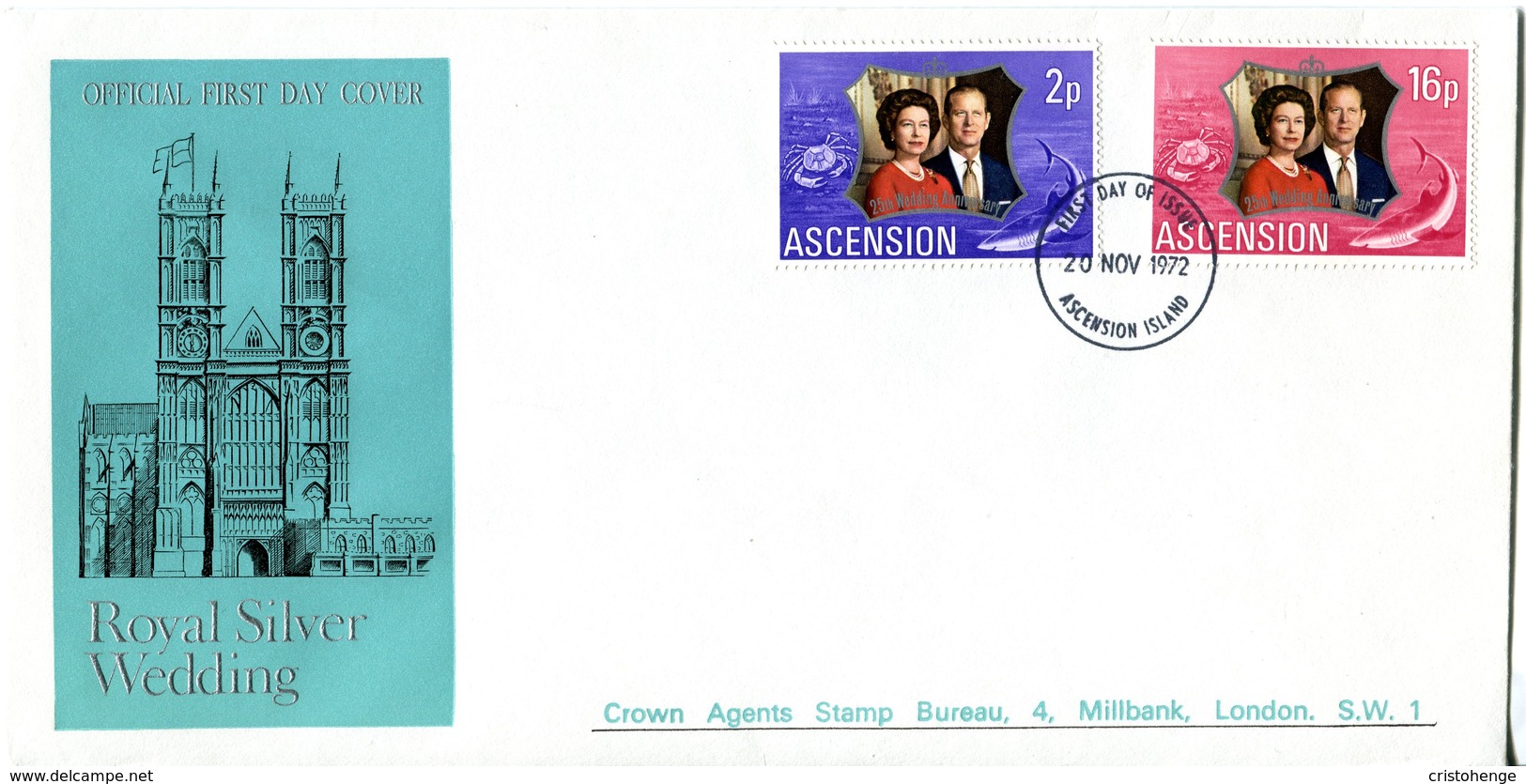 Ascension 1972 Royal Silver Wedding FDC Cover - Ascension