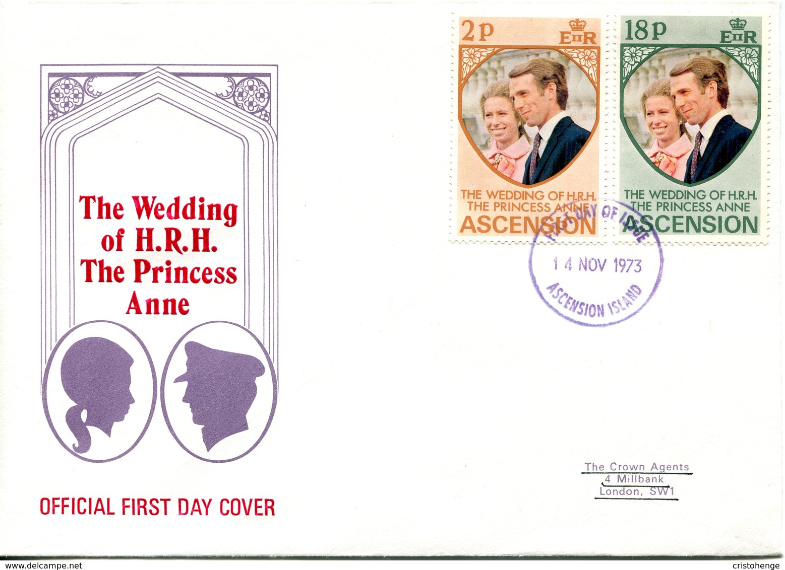 Ascension 1973 Royal Wedding FDC Cover - Ascension