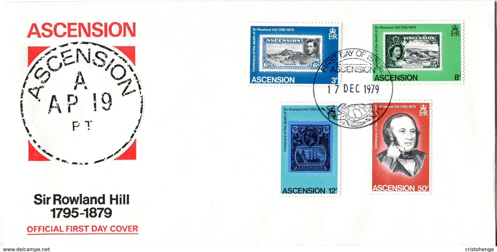 Ascension 1979 Death Centenary Of Sir Rowland Hill FDC Cover - Ascension (Ile De L')