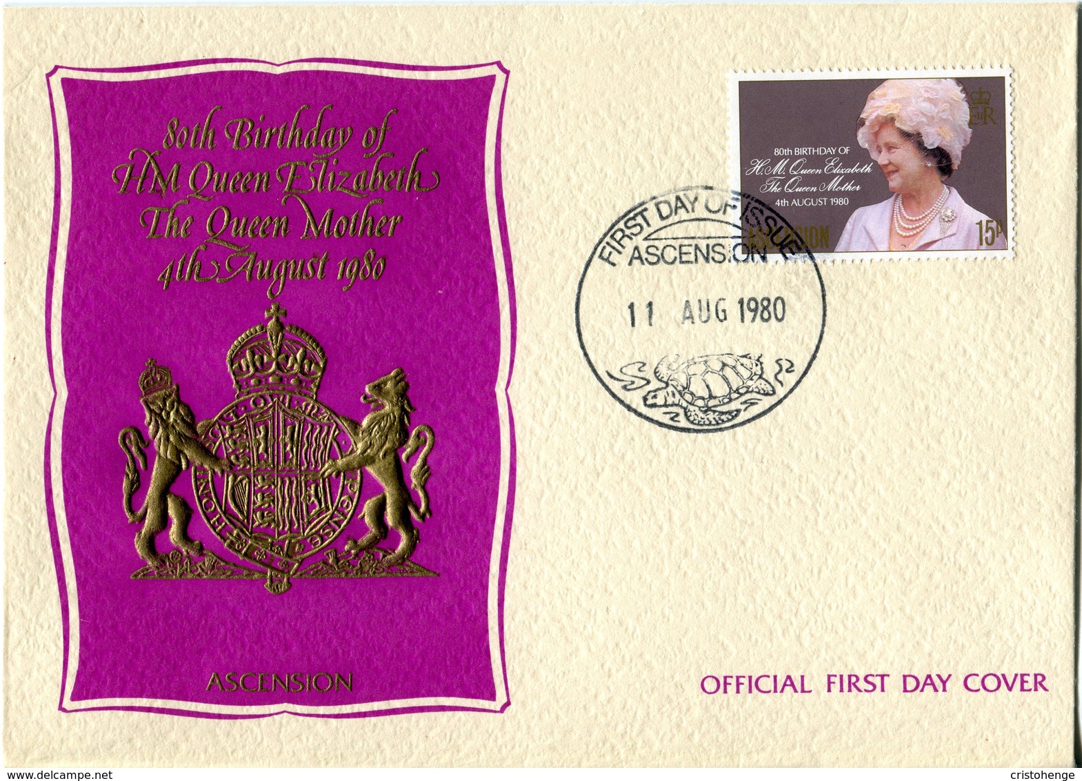 Ascension 1980 80th Birthday Of Queen Elizabeth The Queen Mother FDC Cover - Ascension (Ile De L')