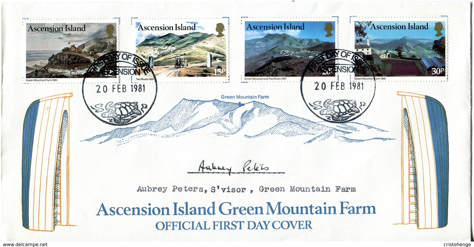 Ascension 1981 Green Mountain Farm Signed FDC Cover - Ascension