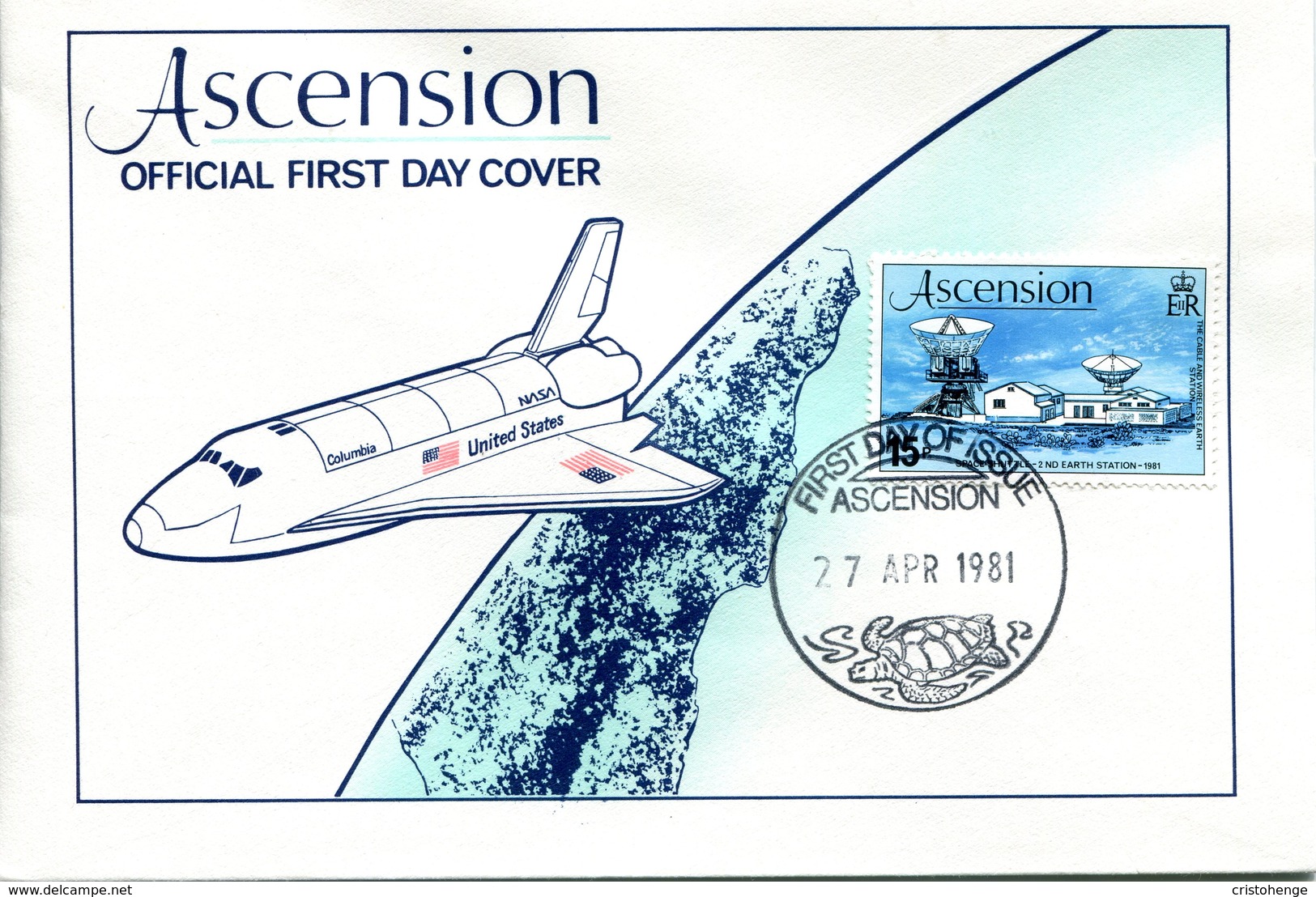 Ascension 1981 Space Shuttle FDC Cover - Ascension (Ile De L')
