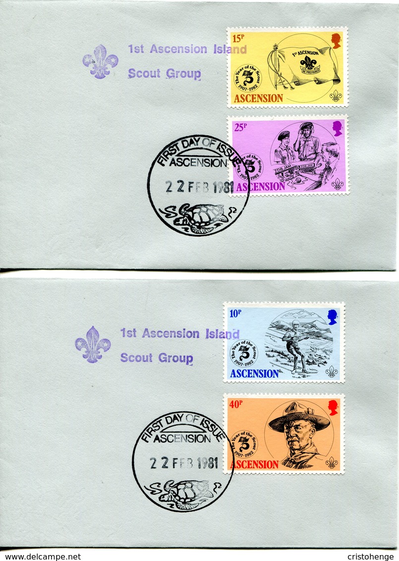 Ascension 1982 75th Anniversary Of Boy Scouts Movement - Wrong Date (1981) FDC Cover Pair - Ascension