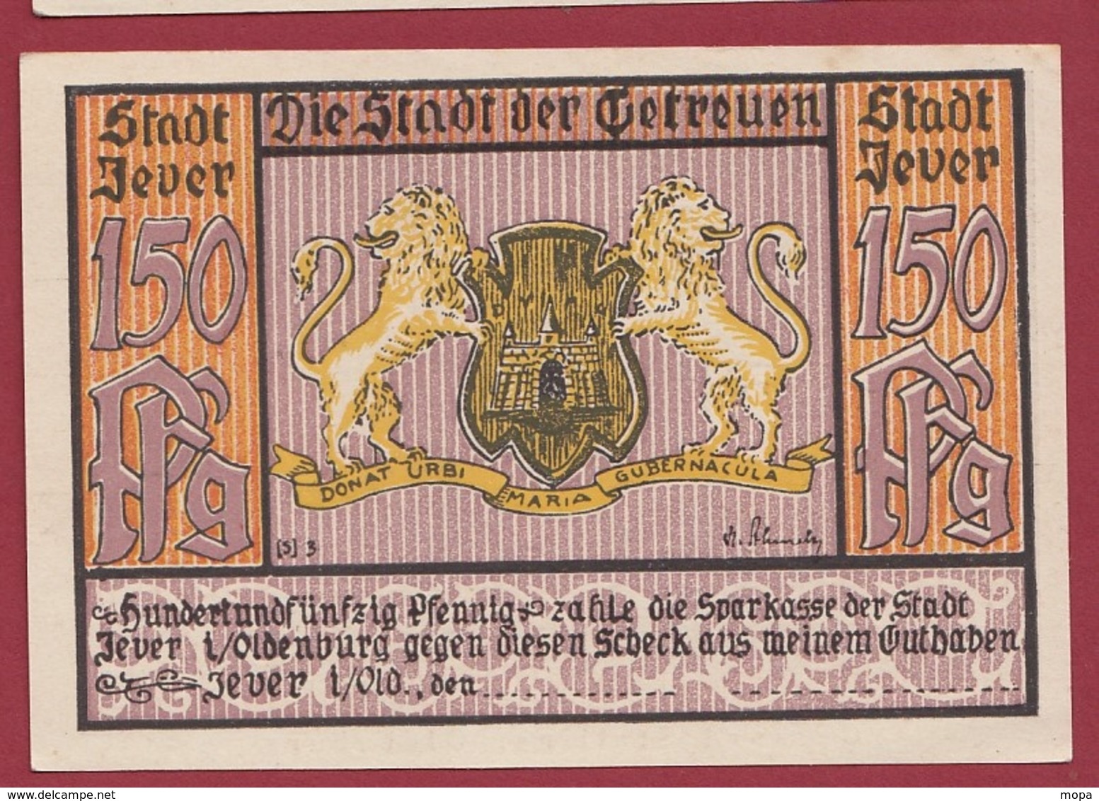 Allemagne 1 Notgeld 1,50 Mark  Stadt Jever (RARE) Dans L 'état Lot N °4473 - Collections