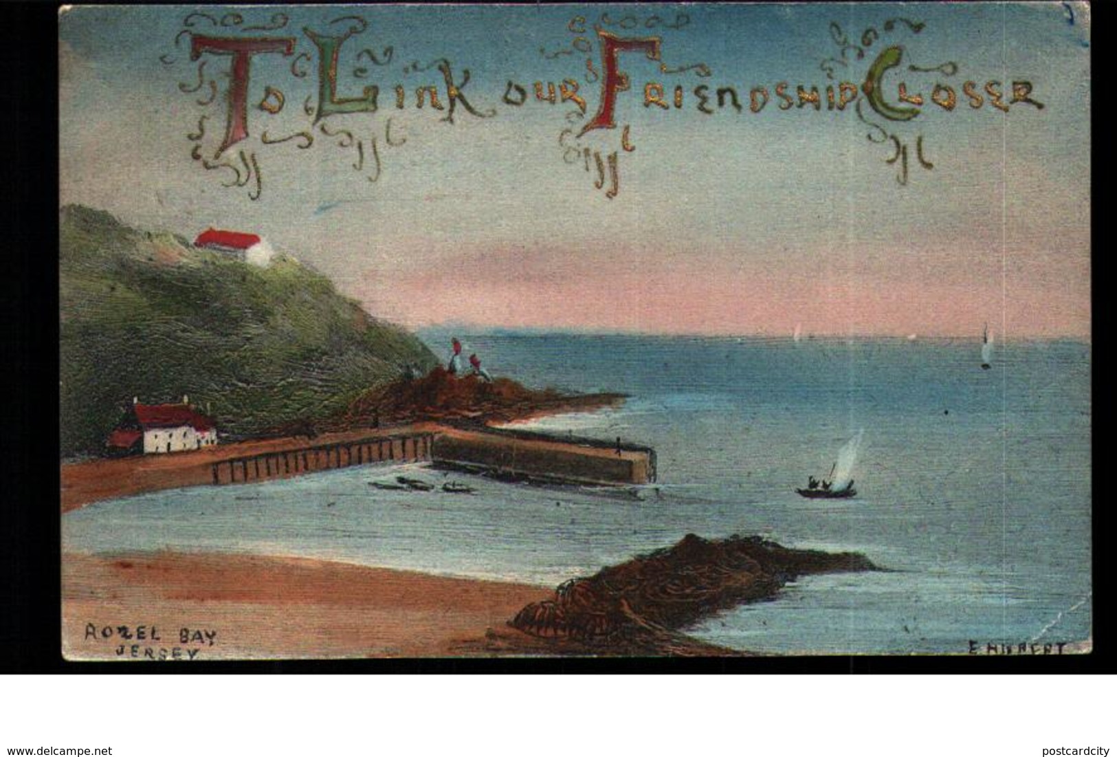 Jersey Rozel Bay Greeting-to Link Our Friendship Closer 1907 - Sonstige & Ohne Zuordnung