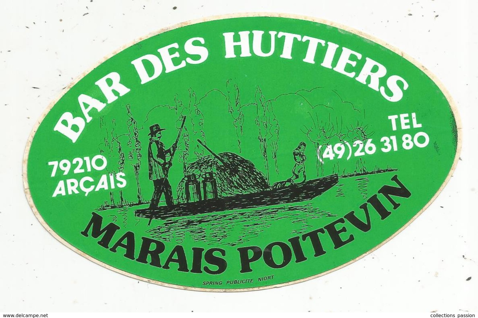 Autocollant , BAR DES HUTTIERS , Marais Poitevin ,79 , ARCAIS - Autocollants