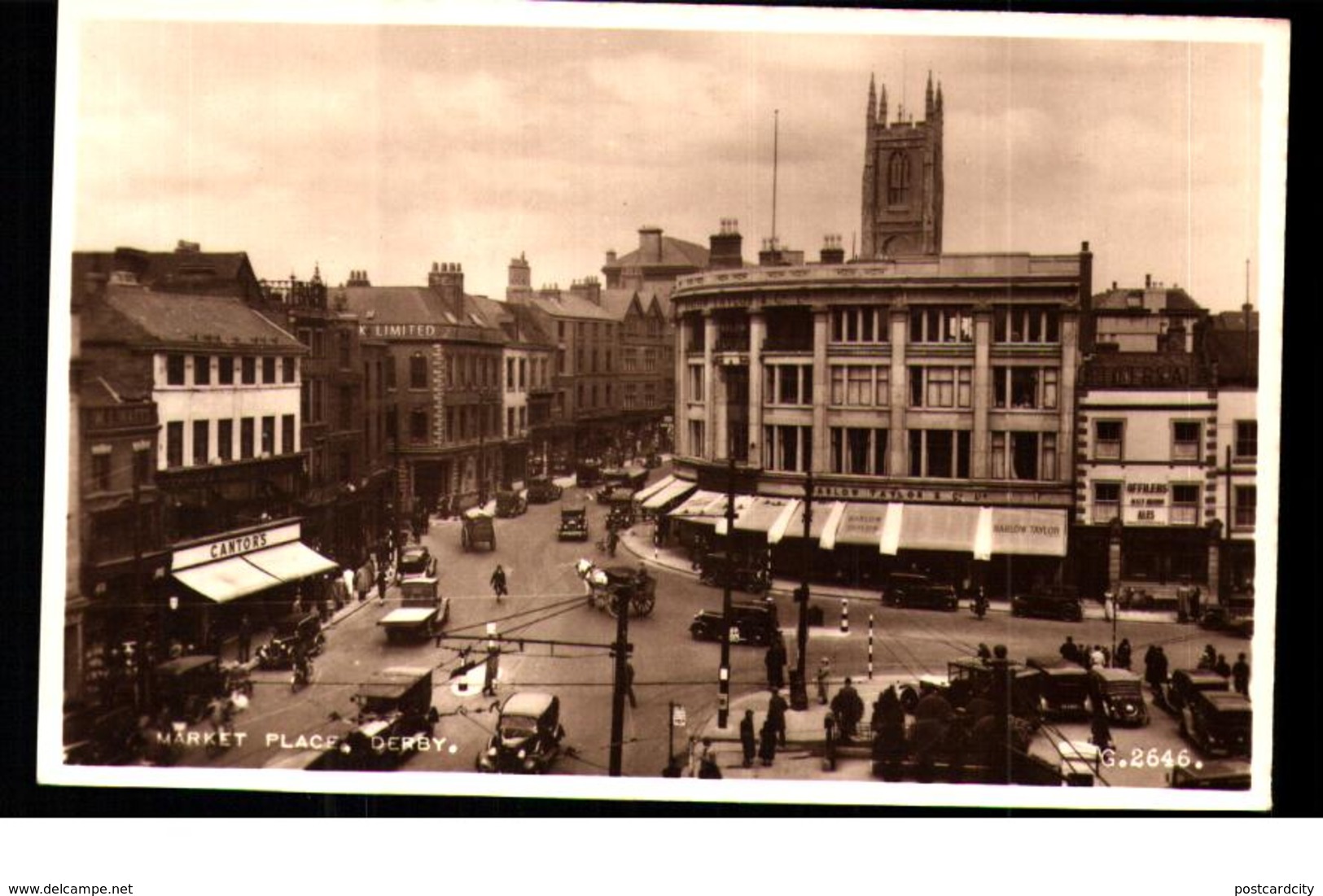 Derby Market Place G.2646 Valentine's Photo Postcard - Derbyshire