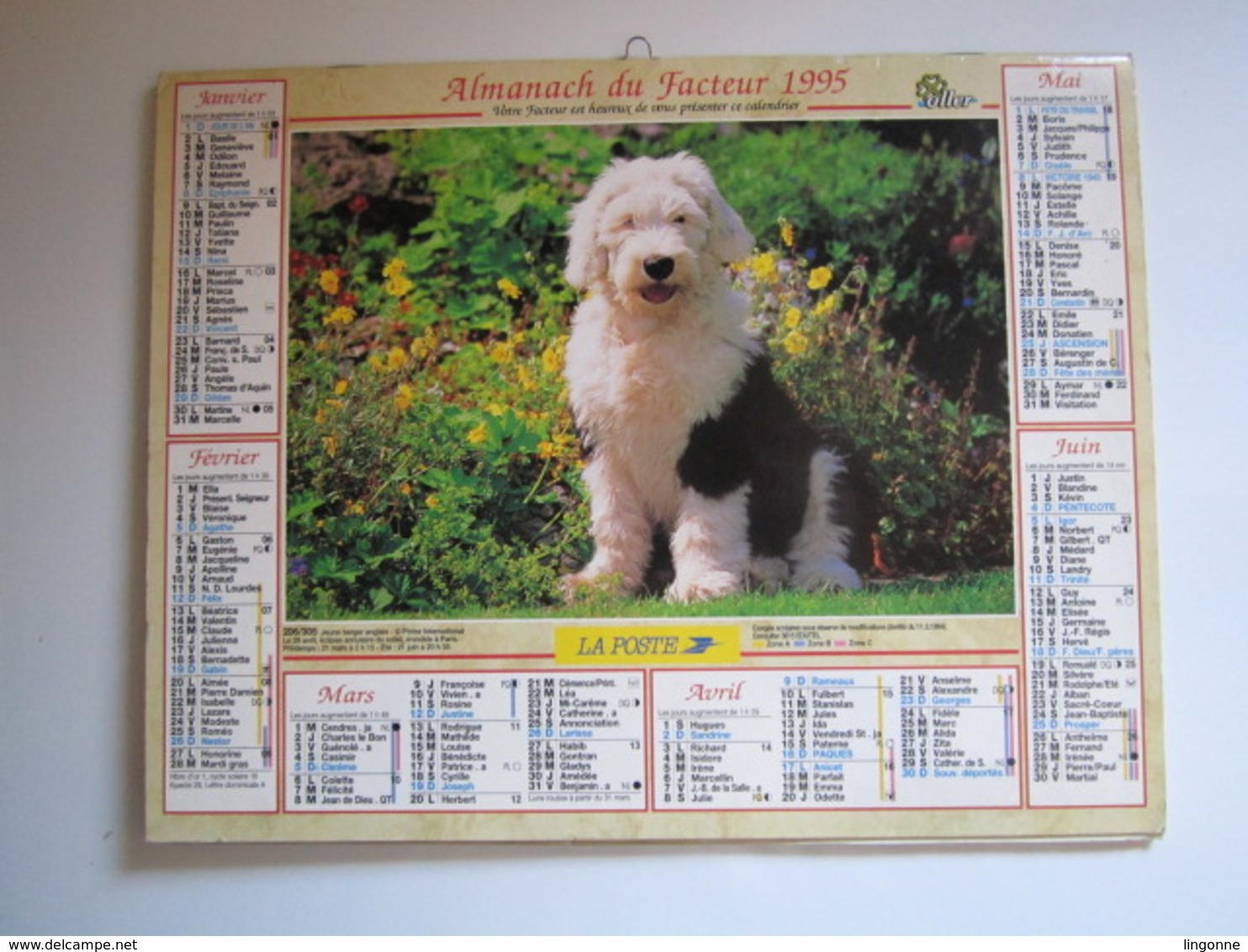 1995 ALMANACH DU FACTEUR Calendrier Des Postes HAUTE-MARNE 52 - Big : 1991-00