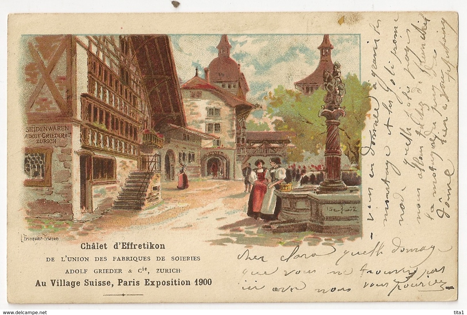 S7674 - Paris Exposition 1900 - Chalet D' Effretikon De L'Union Des Fabriques De Soieries Adolf Grieder Zurich - - Expositions