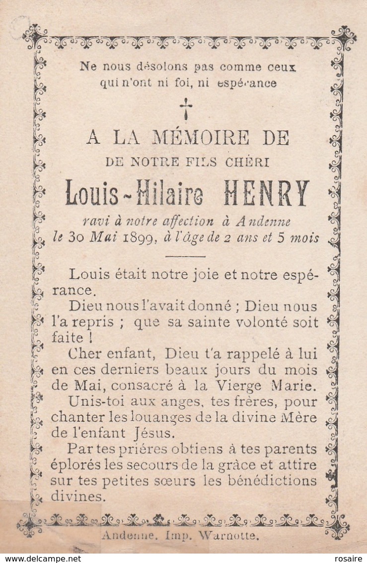 Louis Hilaire Henry-andenne 1899 - Images Religieuses