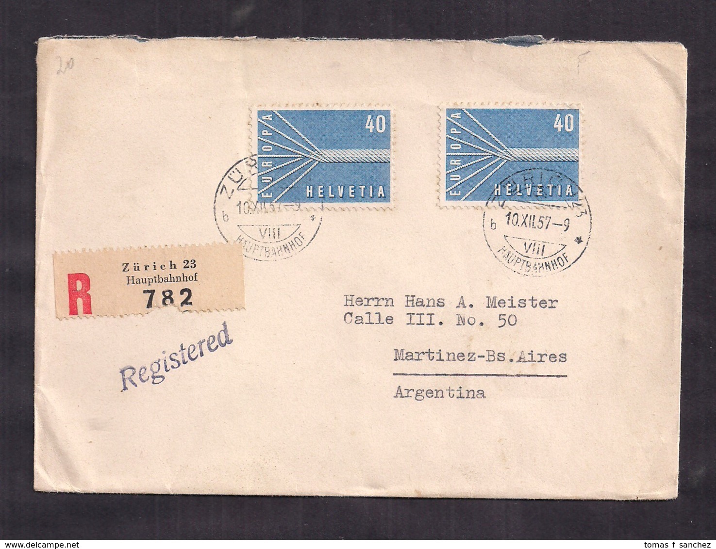 Helvetia - 1957 - Lettre - Europa CEPT - 1957