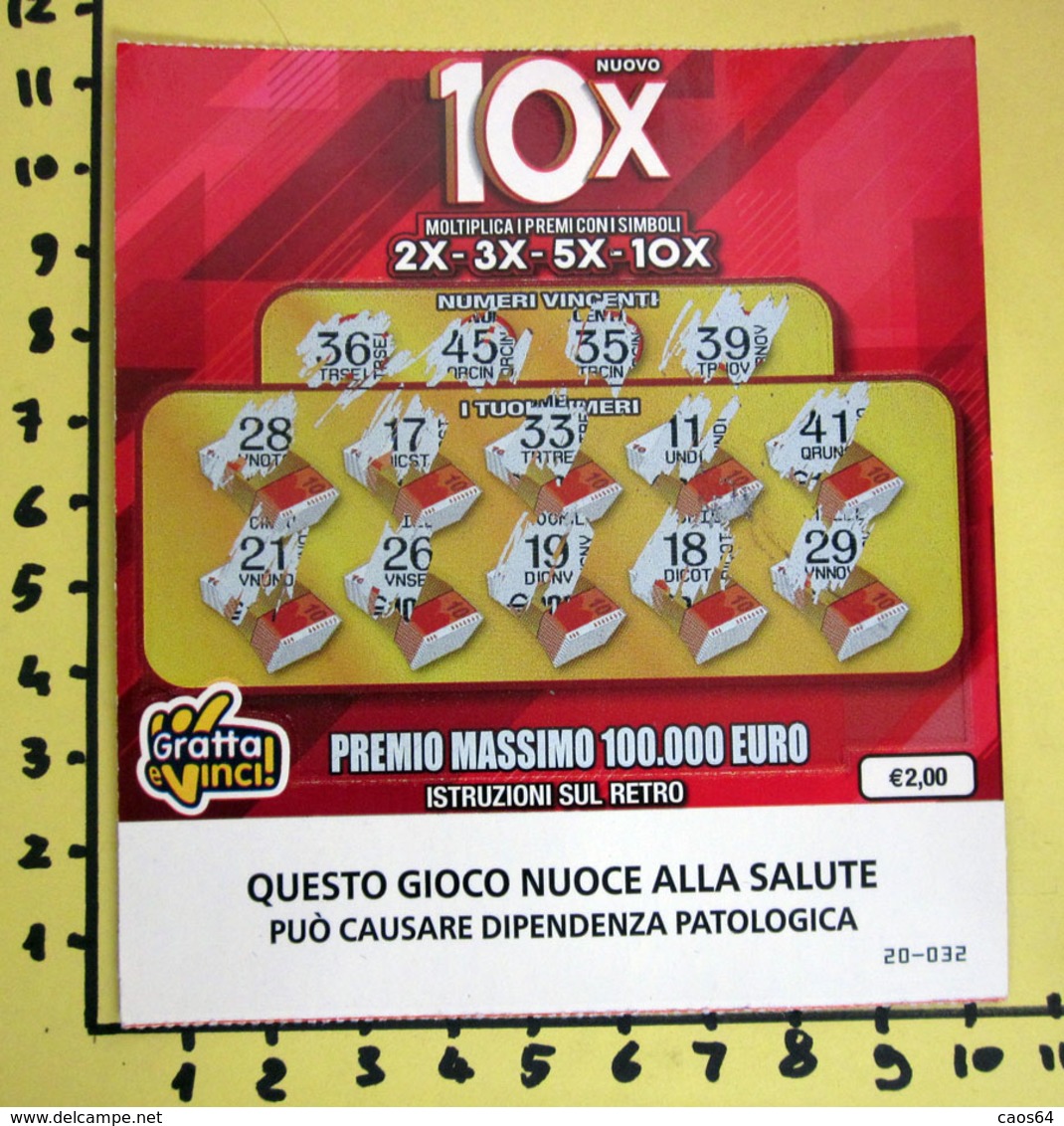 GRATTA E VINCI 10X USATO - Billetes De Lotería