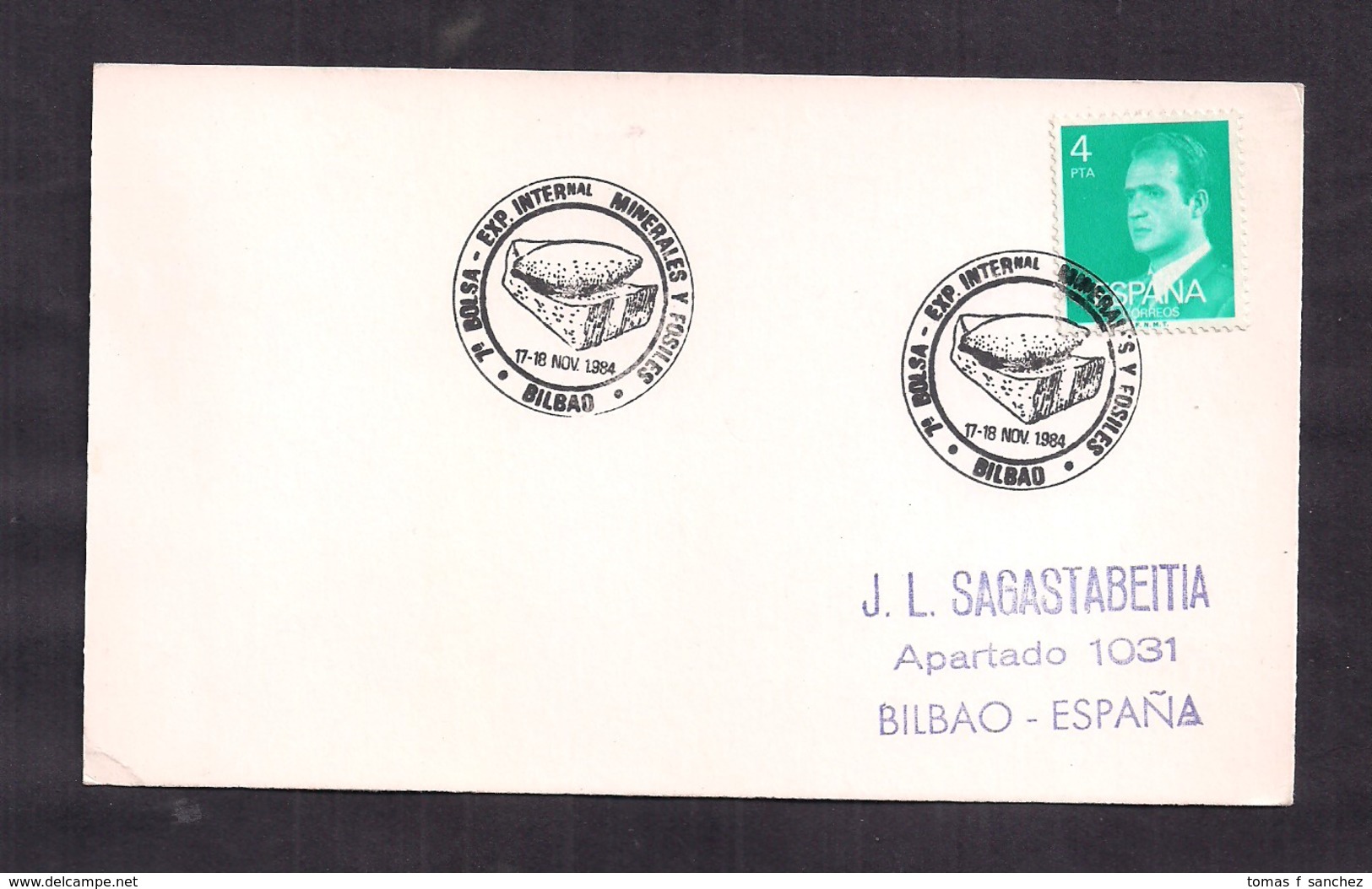 España - 1984 - FDC - Cachets Spéciaux - 1er Sac - Salon International Des Minéraux Et Des Fossiles - Bilbao - Minerals