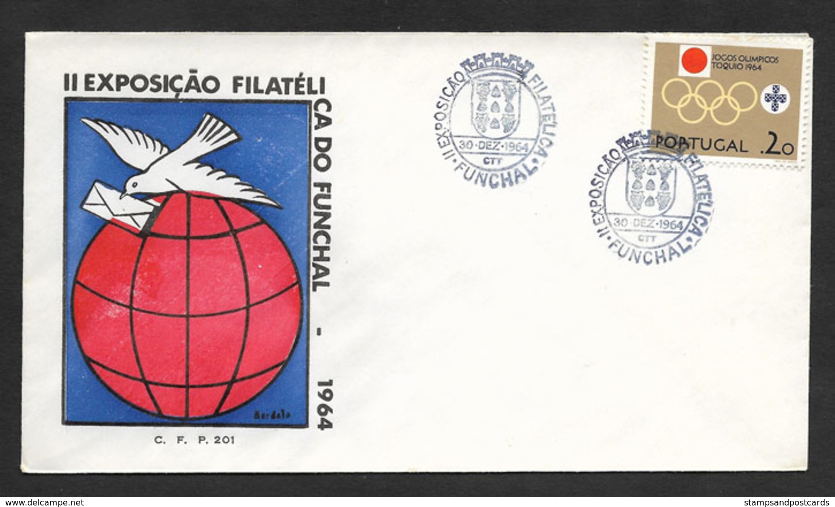 Portugal Cachet Commémoratif  Expo Philatelique Funchal Madère Madeira 1964 Event Postmark Philatelic Expo - Flammes & Oblitérations