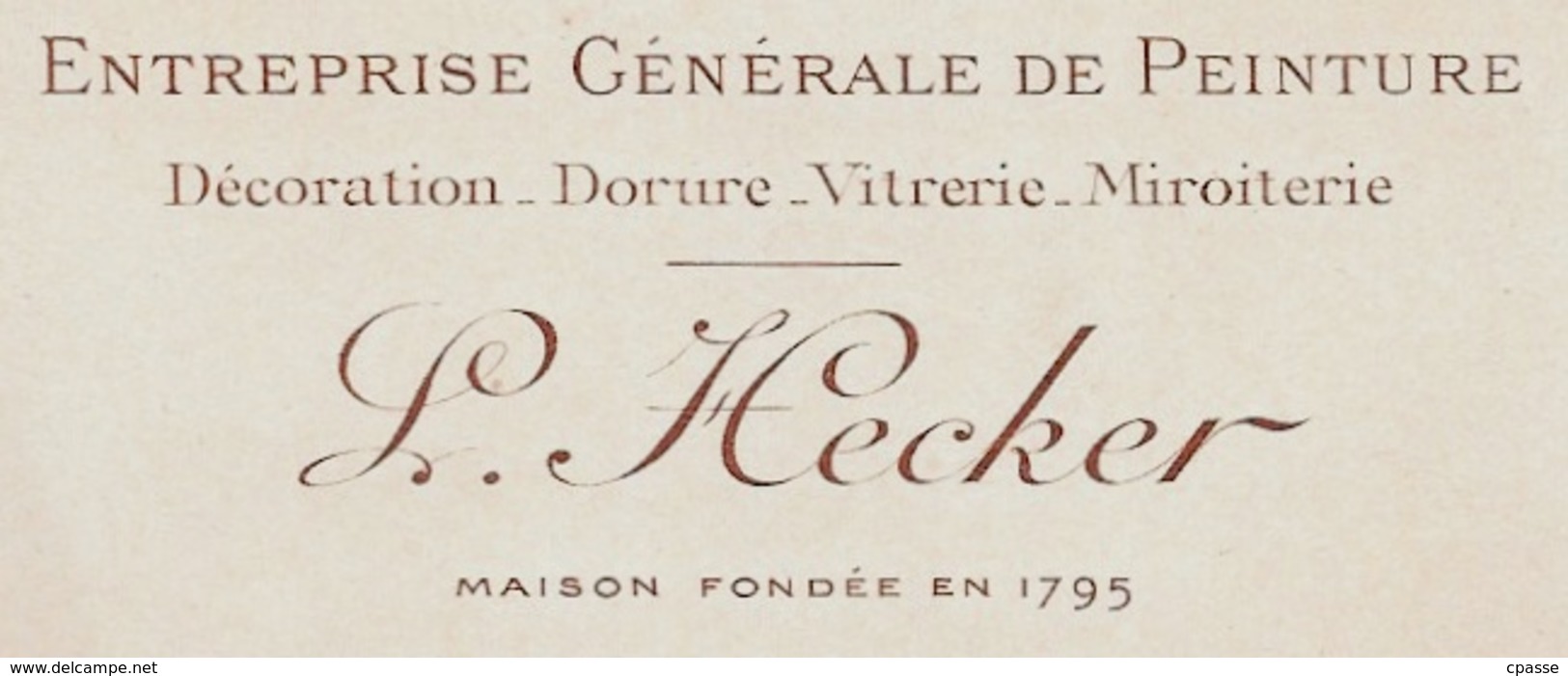 Carte De Visite Commerciale P. (ou L.) HECKER Entreprise Générale De Peinture 75018 Paris, Rue Des Abbesses - Visitenkarten