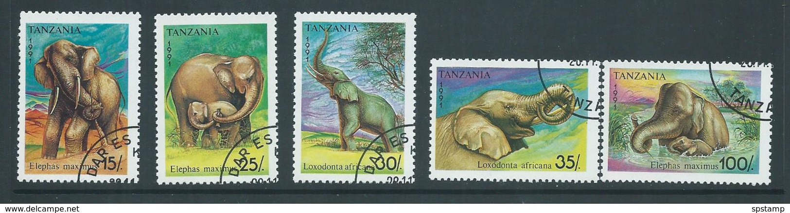 Tanzania 1991 Elephants Short Set 5 FU - Tanzania (1964-...)