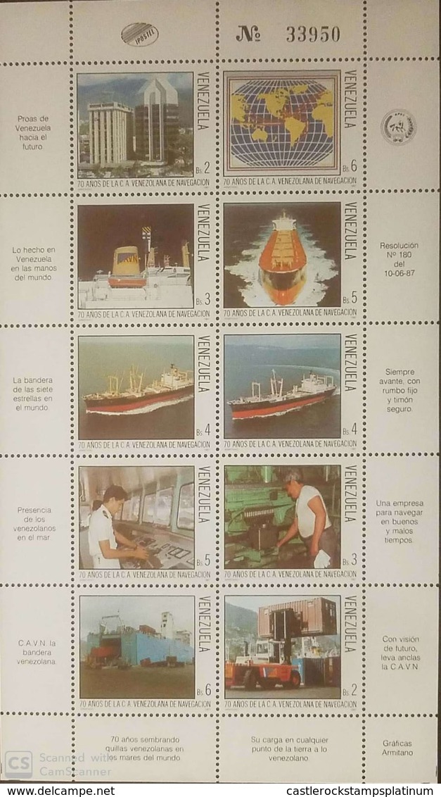 O) 1987 VENEZUELA, NAVIGATION COMPANY - HEADQUARTERS - FORT LIFT - SHIPS'S SUPERESTRUCTURE - ENGINE ROOM - THE ZULIA - T - Venezuela