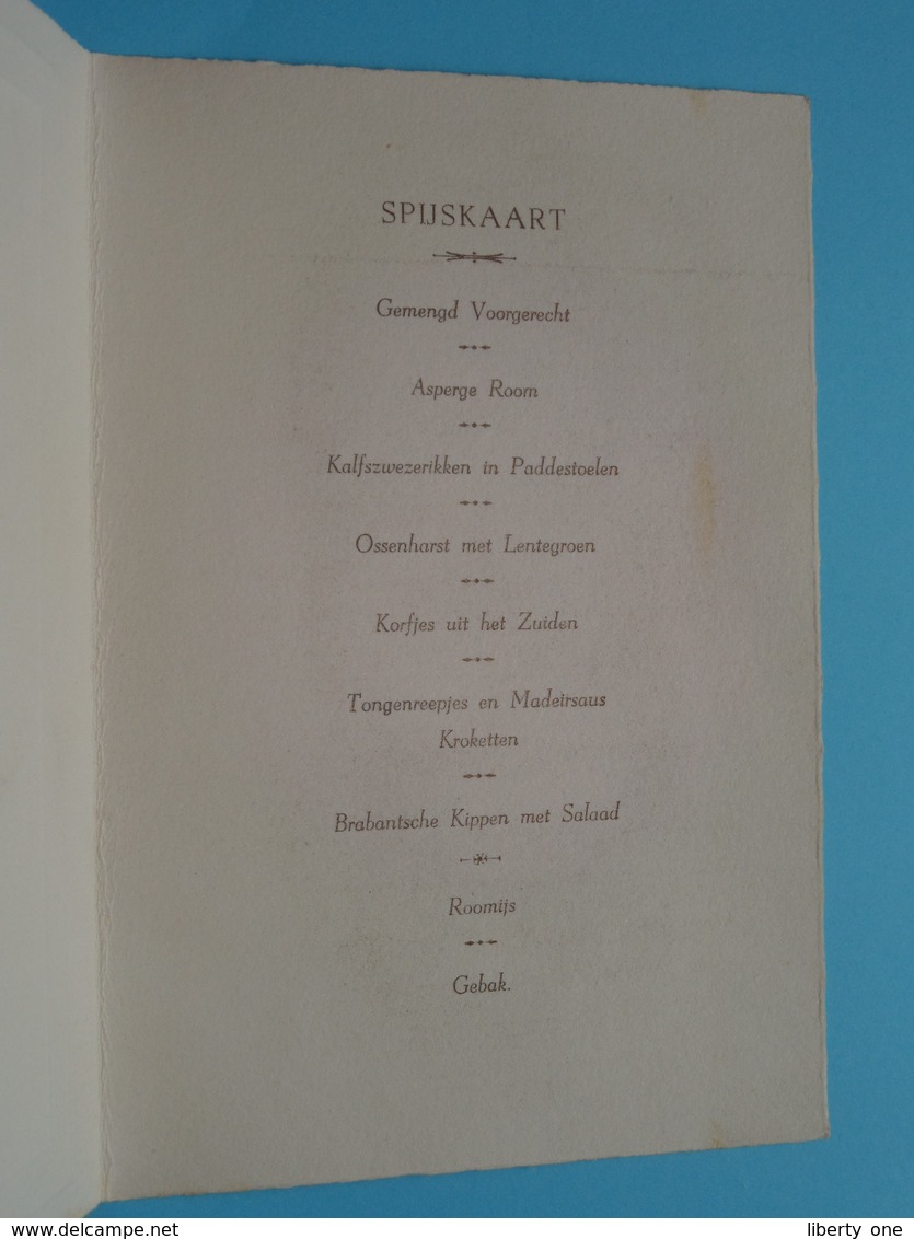 Plechtige COMMUNIE Van J P ROOMS Hélène & Jean WAUMANS BAASRODE Den 22 Mei 1944 ( Voir / Zie Foto's Voor Detail ) ! - Menus