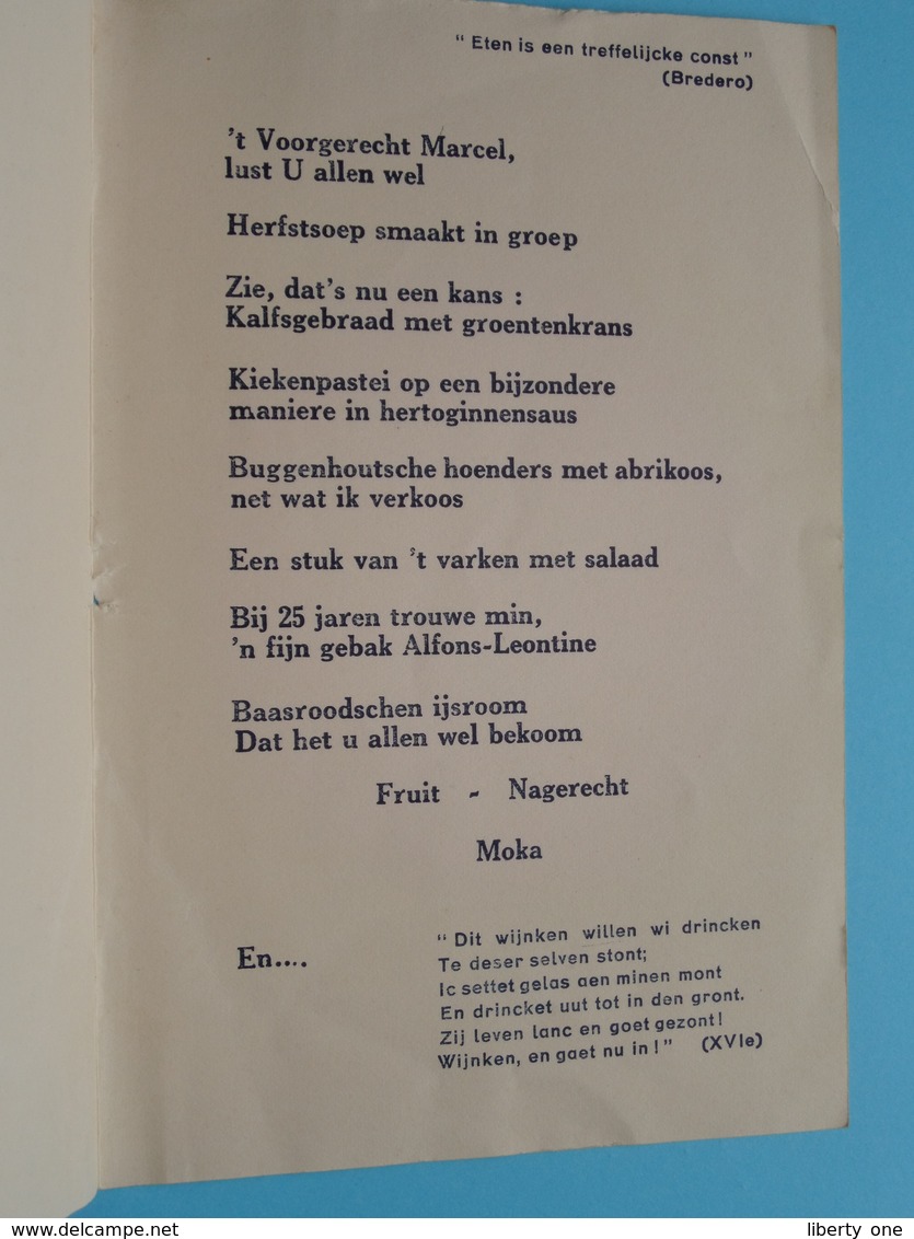 ZILVERE Bruiloft Alfons DAMAN - Van OVERSTRAETEN Baasrode 21 Oct 1934 ( Voir / Zie Foto's Voor Detail ) Waumans ! - Menus