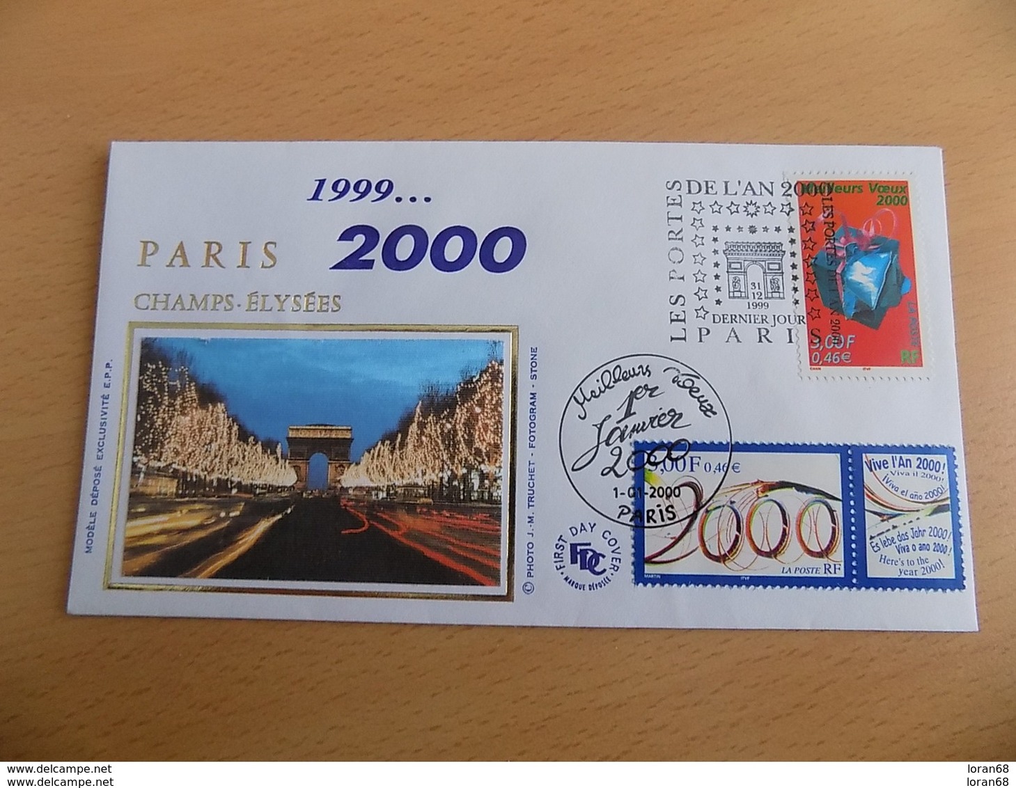 FDC France : Dernier Jour 1999 Et Vive L'an 2000 - Paris 01/01/2000 - 2000-2009