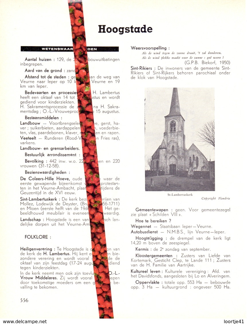 Gemeente Hoogstade - Org. Knipsel Uit Magazine 1958 - Geschiedenis - Folklore - Nijverheid - Handel + Landkaart - Non Classés